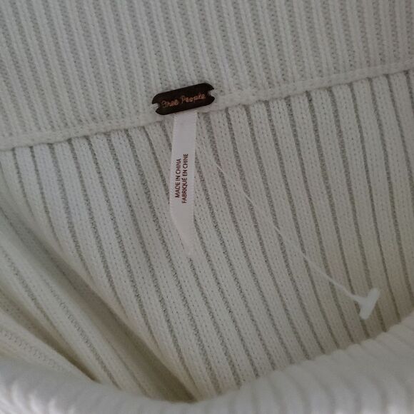 Free People Solid Gold Ribbed Ruffled Cream Cable Knit Sweater Skirt Size M - Picture 5 of 6